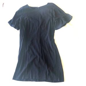 Navy J.Crew ruffle sleeve dress